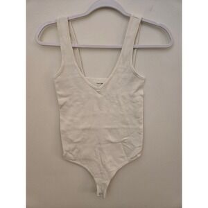 Free People Intimately FP Seamless Ribbed Bodysuit Cream Ivory M/L